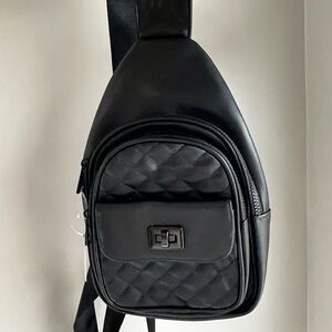 Classic Black Quilted Sling Bag unisex